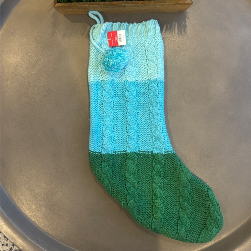 Wondershop Blue and Green Knit Stocking NEW with tags